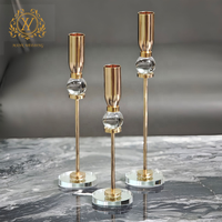 Bougeoir minimaliste en cristal naturel créatif à tête unique ensemble de chandeliers en cristal argent et or pour table à manger de mariage à la maison