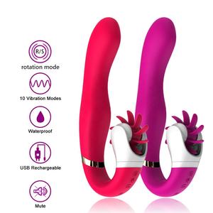 Mainan seks erotis pasangan permainan dewasa wanita klitoris bergetar g-spot berguling lidah rotasi Vagina Dildo <span class=keywords><strong>Vibrator</strong></span> - Product Image 6