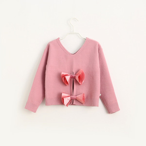 Nouveautés : Pulls d'hiver unis pour filles de marque américaine avec nœud papillon - Product Image 3