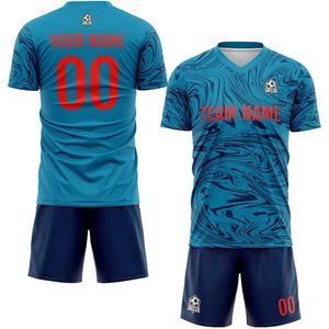 Camiseta de Fútbol Personalizada Unisex para Adultos, Cuello en V, Sublimada, Absorbe la Humedad, Nombre del Equipo, Número, Logotipo, 100% Poliéster, Manga Corta - Product Image 2
