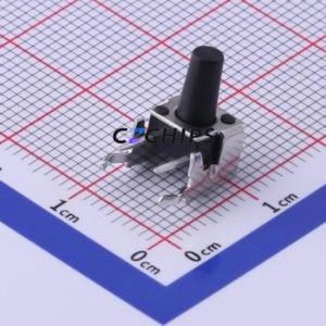 TS-1002N-BR10016 Tactile Switch Bent Lead Through Hole-4P,6x6mm Single Pole Single Throw Round Button 1.6N Right Angle Insert - Product Image 1