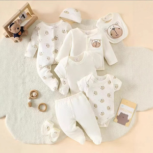 Set Pigiama per Neonati in Cotone con Stampe Cartoon, Maniche Corte e Lunghe, Otto Pezzi, Unisex, Produzione all'Ingrosso/OEM - Product Image 3