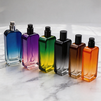 Flacon pulvérisateur en verre dégradé de luxe avec logo personnalisé pour parfum, cosmétique, sérum, mascara, forme rectangulaire, couleurs personnalisées