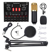 Microphone à condensateur BM800, cardioïde, réduction du bruit, kit de carte son V8S, microphone léger et portable pour diffusion en direct
