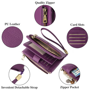 Cartera de Muñeca de Cuero Genuino para <span class=keywords><strong>Mujer</strong></span> con Bloqueo RFID, <span class=keywords><strong>Monedero</strong></span> con Doble Cremallera y Tarjetero, Pequeña y Práctica - Product Image 4