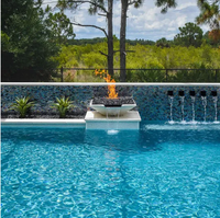 Fontaine d'eau décorative moderne de style mid-century pour piscine extérieure, foyer à gaz en acier Corten rouillé naturel, garantie 5 ans