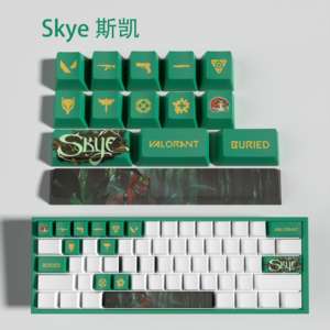 Jett 5 lados Sublimación de tinte OEM perfil 14 teclas Gaming Anime tema <span class=keywords><strong>Valorant</strong></span> PBT 1U 2u Spacebar keycaps mini Set - Product Image 2