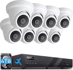 Kits POE 8CH 6X 4MP Tourelle Caméras IP d'intérieur P2P Contrôle à distance Détection humaine et véhicule Sécurité à domicile Système de caméra CCTV - Product Image 1