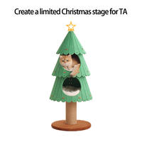 Poteau à gratter et lit pour chat de luxe en forme de sapin de Noël avec matériau en feutre pour usage intérieur