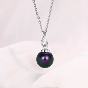 Pearl Ball Pendant Necklace 925 Silver PlatedPearl Classic Women's Everyday Wear Box Chain - Product Image 2