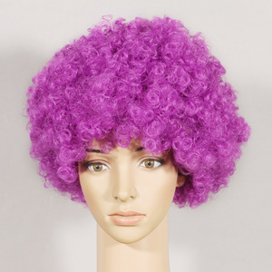FX-HA23 Halloween Costume Perruque Coloré Moelleux Fibre Synthétique Cheveux Réglable Haute Dentelle Football Fan Coiffe Clown Personnalisé - Product Image 4