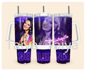Selena Quintanilla 40 Oz Shimmer Vaso aislado al vacío de acero inoxidable de doble pared con asa - Product Image 4