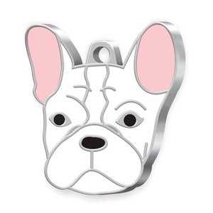 Placa de Identificación para Perro, Diseño Bulldog Francés, Metal Blanco, Adorno para Collar de Mascotas - Product Image 1