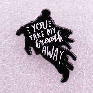 You Take My Breath Away Cute Pin Gothic Ghost Pin Dark Romantic Jewelry para Moody Souls Poets UV Black Nickel - Product Image 1