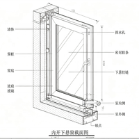 Fenêtre à ouverture extérieure en PRV à isolation thermique élevée avec revêtement à base d'eau en polyuréthane pour villa