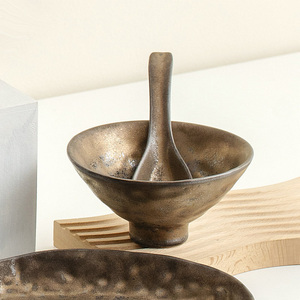 <span class=keywords><strong>Grand</strong></span> bol japonais doré en argile pour soupe de nouilles, élégant plat décoratif pour halls d'hôtel et restaurants - Product Image 2