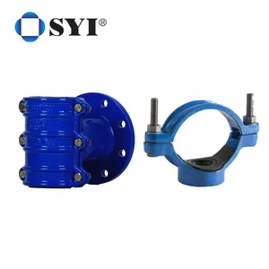 SYI PVC/PE/DI Pipe Ductile Iron GGG50 Saddle Clamp With Flange Branch