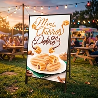 Boîte à lumière LED portable intérieure/extérieure en forme de A, panneau publicitaire sur pied à ouverture rapide pour affichage de posters, idéal pour les magasins de détail
