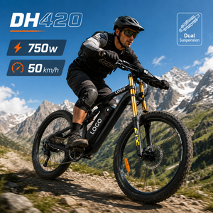 Bicicleta Eléctrica de Montaña DH420 de 750W y 27.5 Pulgadas con Doble Suspensión, Motor Central, Frenos de Disco Hidráulicos y Batería de 20Ah - Product Image 1