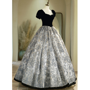 Black Velvet Ball Gown Sweetheart Neckline Empire Waist Full Skirt Evening Dress Adult Formal Wear - Product Image 3