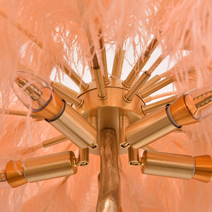 Ostrich <strong>Feather</strong> LED Modern Hotel Floor Lamp with Copper Finish and Golden <strong>White</strong> <strong>Feather</strong> <strong>Lampshade</strong> - Product Image 3