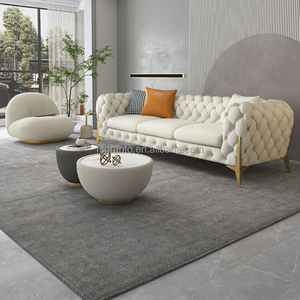 Bộ ghế sofa phòng khách biệt thự sang trọng phong cách Bắc Âu, chất liệu da PU, 3 chỗ ngồi, kiểu ghép nối 1+2+3, thoải mái - Product Image 2