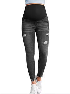 Pantalon en <span class=keywords><strong>jean</strong></span> stretch confortable pour femme enceinte, coupe skinny, avec bandeau ventral, OEM/ODM - Product Image 4