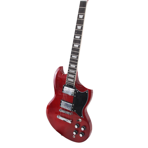<span class=keywords><strong>Chitarra</strong></span> Elettrica Tipo SG con Corpo in Mogano Rosso, Nero e Bianco, Tastiera in Palissandro, Prodotta in Cina - Product Image 4