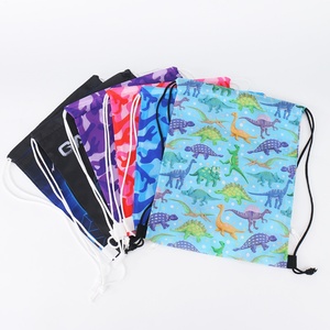 Mochila Impermeable con Cordón, Diseño de Dinosaurio con Camuflaje en Mezclilla, Multicolor, Logotipo Personalizado, Bolsillo con Cordón, Almacenamiento Portátil para Gimnasio - Product Image 1