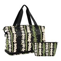 Set Koper Perjalanan 2 Buah Hawaii Lei Design Custom Weekender, Tas Duffel Perjalanan Besar, Tas Semalam Wanita dengan Kompartemen Sepatu