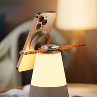 KUANGXIANG Moderner Minimalistischer Kabelloser Lautsprecher mit Ladestation Eingebautes Nachtlicht Telefonständer zum Aufladen von Telefon und Uhr