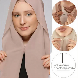 New Solid Pattern Color Fashionable Arab Muslim Chiffon Instant Hijab <strong>Scarf</strong> <strong>with</strong> Built-in <strong>Magnets</strong> Breathable Polyester for Women - Product Image 2