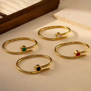 Pulsera de Mujer de Acero Inoxidable Chapada en Oro con Cristales de Estrás, Estilo Punk, Joyería de Aniversario Más Vendida - Product Image 6
