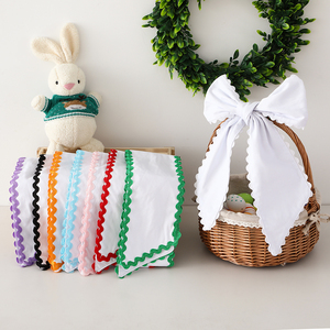 Cá nhân Ruffle vải Trứng phục sinh giỏ trang trí Bow kẻ sọc trống phục sinh Vòng hoa sashes cho thêu tên - Product Image 1