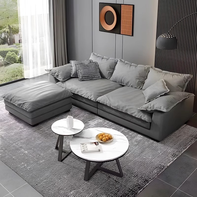 Simple Modern Leather Chesterfield Velvet Sofa