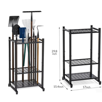Support de rangement pour outils à main en fer à double niveau, avec revêtement en poudre, pour l'organisation du garage, avec crochets détachables