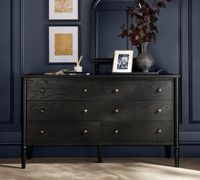 Commode RHpreeminent en chêne brun de style américain moderne, commode à 6 tiroirs de taille personnalisable, armoire de rangement de luxe en bois massif pour chambre principale