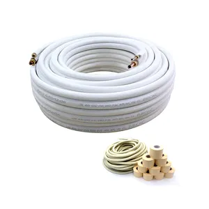 Pu Song 50ft 3 \/8 + 3 \/4 climatiseur ligne de cuivre ensemble ligne d'aspiration avec tube d'isolation PE blanc 1 \/2 \"