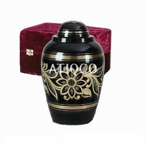 Urna de cremación de metal de latón macizo de bronce clásico en caja de terciopelo urna de metal hecha a mano por expertos de la más alta calidad - Product Image 2