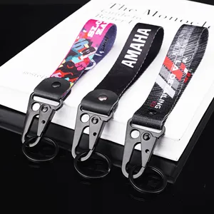 Sublimation Printing Fabric Car Keyring Accessories Polyester Wrist Strap Keychain Lanyard Custom Motorcycle Key Chain With Logo