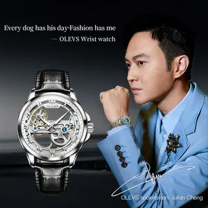 OLEVS 6661 Custom Logo Fashion Waterproof Digital Online Mens Wrist Bands Luxury Tourbillon Automatic Mechanical Wrist Watches