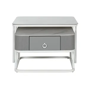 Ensemble de tables basses en pierre frittée, 2 pièces, 70x70x45 - Product Image 5