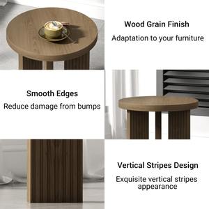 <span class=keywords><strong>Mesa</strong></span> de <span class=keywords><strong>Centro</strong></span> Redonda de <span class=keywords><strong>Estilo</strong></span> Nórdico Minimalista Moderno, <span class=keywords><strong>Mesa</strong></span> de <span class=keywords><strong>Centro</strong></span> de Madera con Base Acanalada para Sala de Estar - Product Image 2
