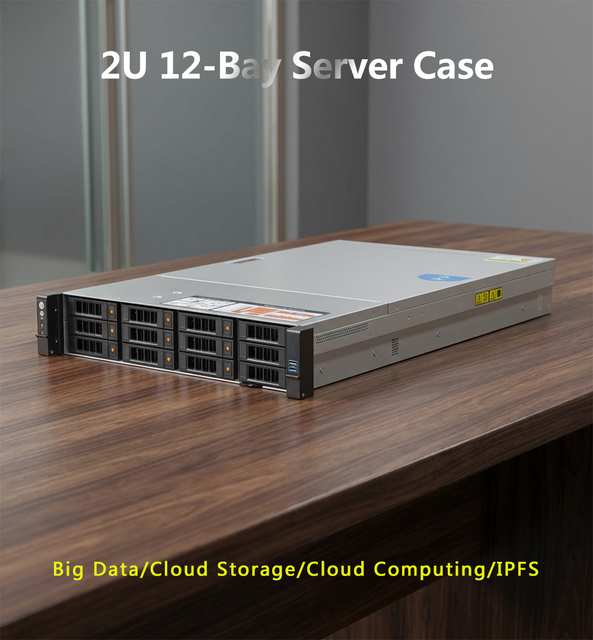 2U 12-bay Rack-mounted Server Chassis with SAS/NVME Direct-attach Backplane and Support for Redundant Power Supplies