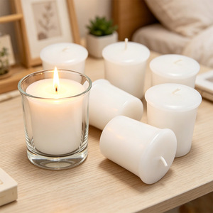 LOGO Lot de 6 Bougies Pilier Votives en Cire Végétale Blanches, Sans Parfum, Sans Fumée, Coulées, 10 Heures, pour Vœux, Rituels, Intentions, Veillées et Prières - Product Image 4
