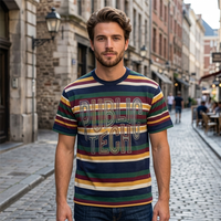T-shirt Homme Personnalisé avec Logo Strass Premium Style Urbain Décontracté 260 g/m² Rayé Col Rond Manches Courtes – Fabricant de Vêtements