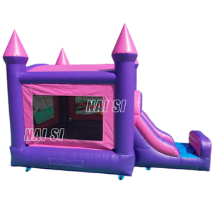Château gonflable pour enfants, rose et violet, <span class=keywords><strong>location</strong></span> de Moonwalk, château gonflable commercial, trampoline gonflable, combo sec pour la vente - Product Image 2