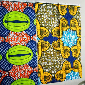 Tissu polyester wax africain 90 g/m² avec imprimé orange, dernier modèle - Product Image 5