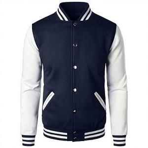 Chaqueta Varsity de Béisbol Formal para Hombre, con Cuello Alto, Corte Slim, de Alta Calidad, con Logotipo Personalizado, en Color de Contraste, con Forro Polar, Venta al Por Mayor, ODM - Product Image 4