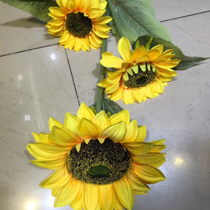 Il gambo lungo di seta decorativo di alta qualità progetta il grande <span class=keywords><strong>girasole</strong></span> artificiale del tessuto delle teste di fiori - Product Image 2
